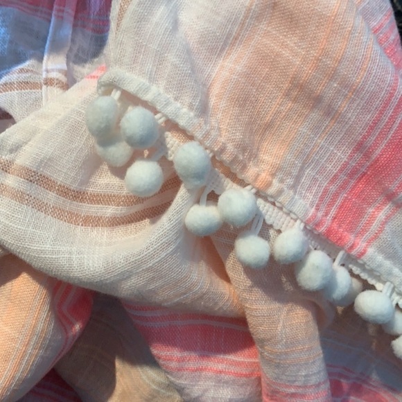 Pom Pom trim Cover up Dress size L summer beach vacation pink‎ orange boho - Picture 4 of 10